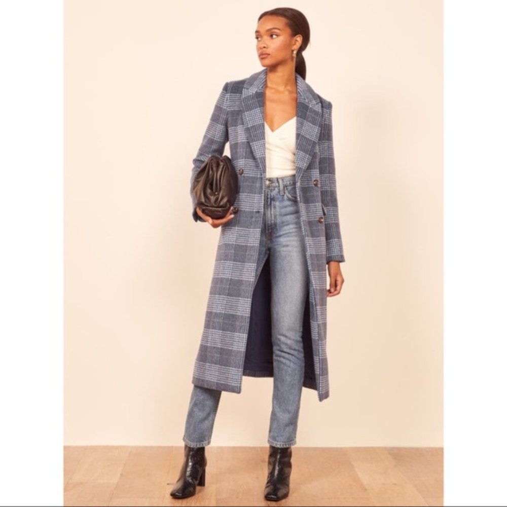 Reformation York Coat in Blue Check